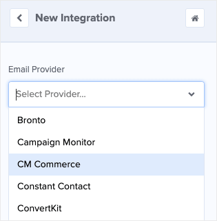 CM Commerce from OptinMonster drop down list