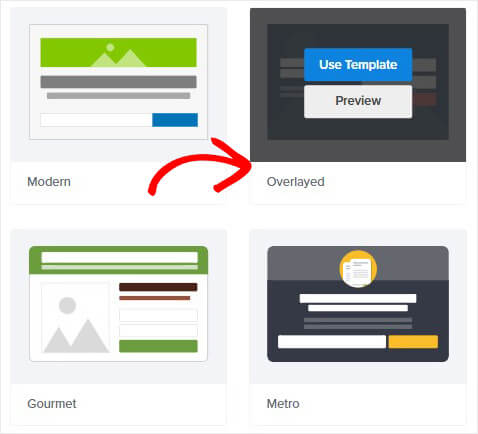 Choose overlayed template in OptinMonster