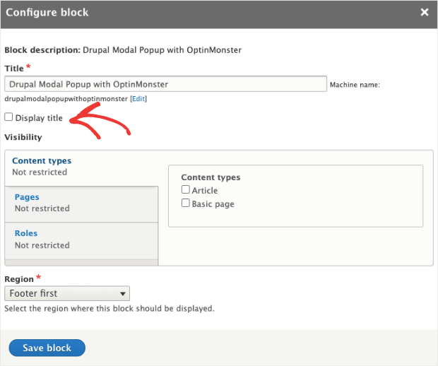 Configure new block