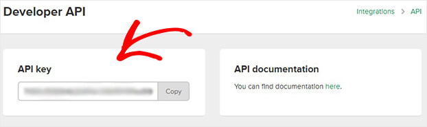 Copy Mailerlite API key
