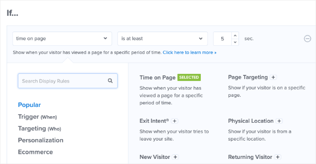 Display Rules dropdown menu