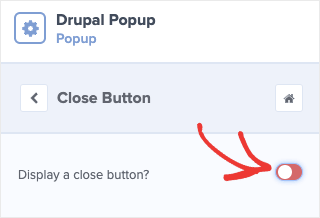 Display close button deactivate