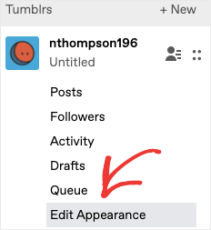 Edit appearance in Tumblr