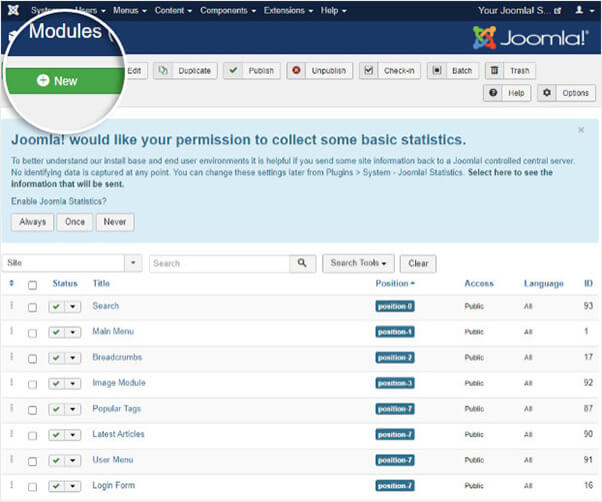 Joomla Modules home page