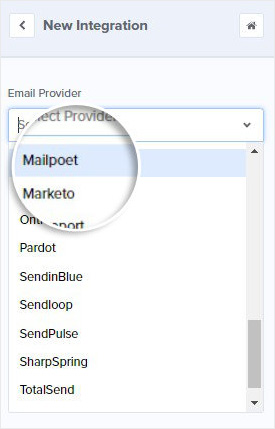 MailPoet in OptinMonster Dropdown