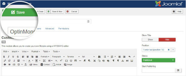 Save Joomla module