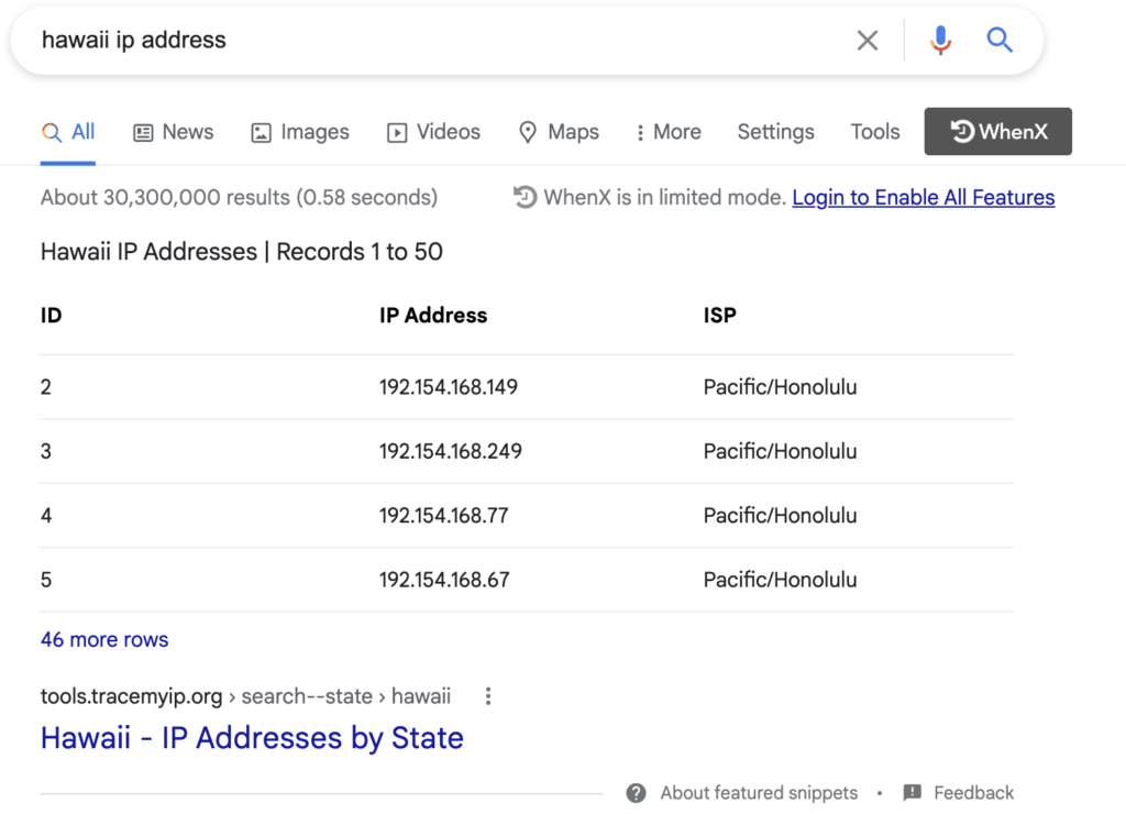 Search for IP Address