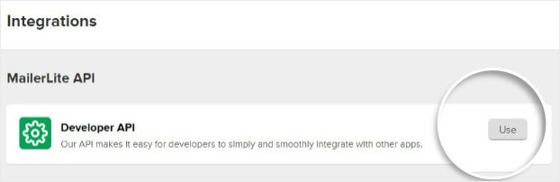 Select Use Mailerlite API