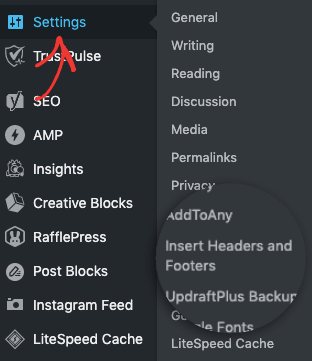 Settings and Insert Header and Footer