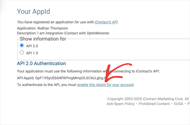enable AppId for your account