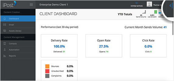 iPost account dashboard