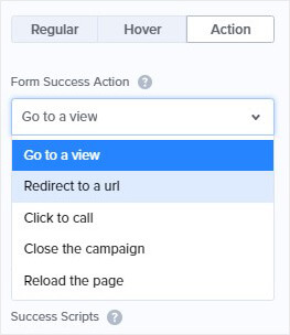 Success view actions