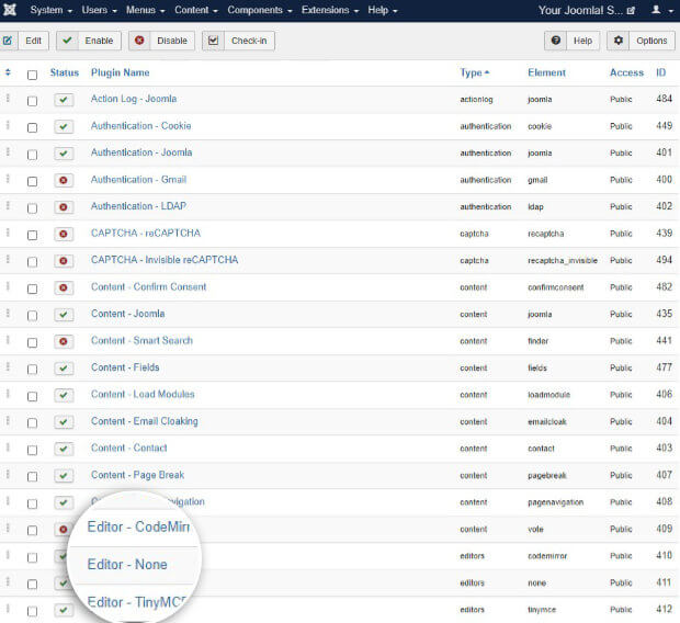 Joomla Tiny MCE editor 