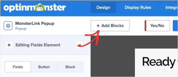 Add blocks to Win template for MonsterLink popup