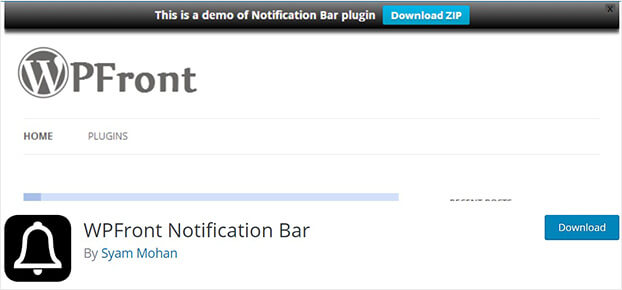 WPFront Notification Bar