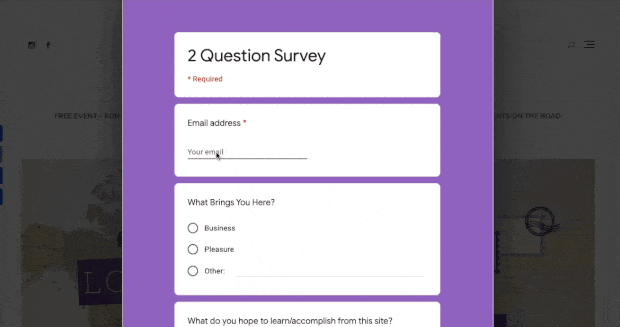 Custom HTML Popup z Google Forms