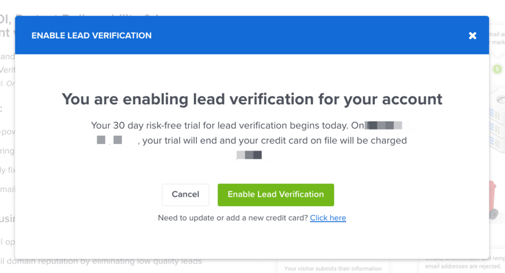Enable Lead Verification in OptinMonster by approving the subscription.