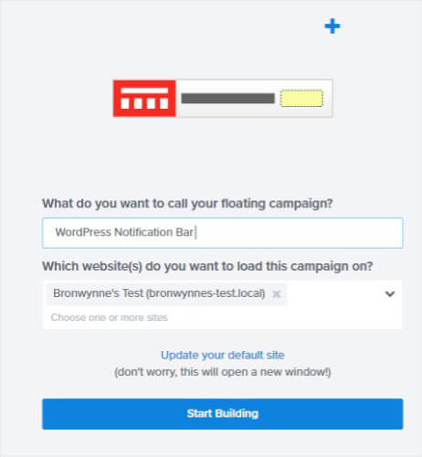 Name WordPress Notification Bar campaign