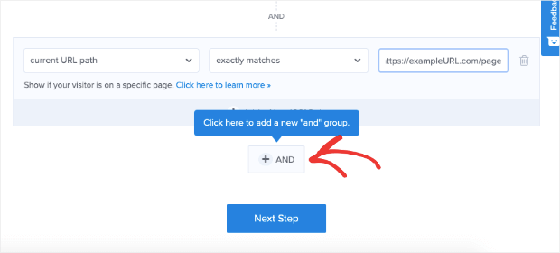 add a new url path to optinmonster display rules