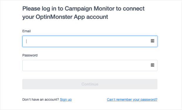 log into your campaign monitor account