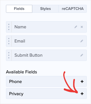 Add privacy to the optin field form