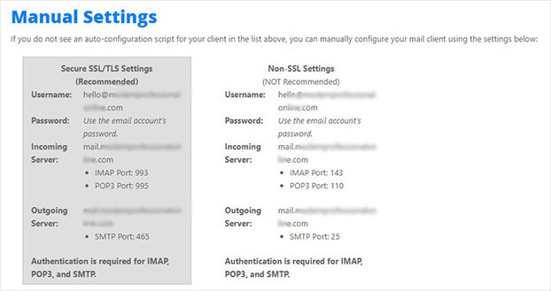 Manual SMTP Settings in Host
