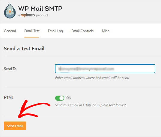 Send test SMTP mail