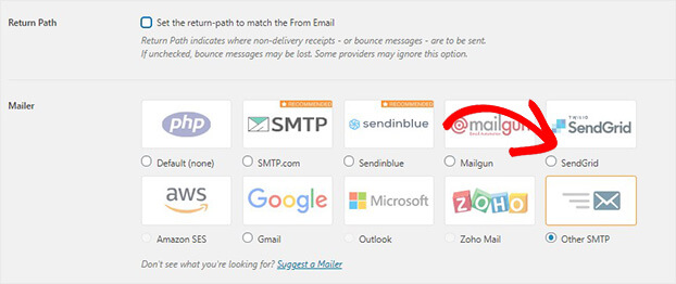 WP Mail SMTP choose mailer_