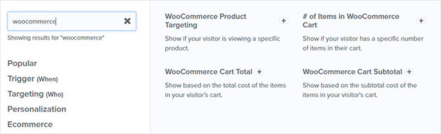 WooCommerce OptinMonster display rules_