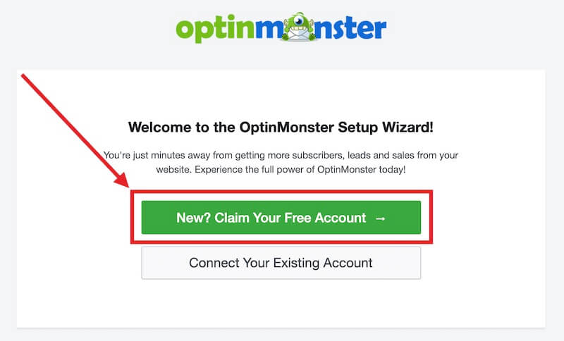 Create new OptinMonster account from WordPress.