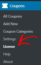 Click License in Coupon Settings_