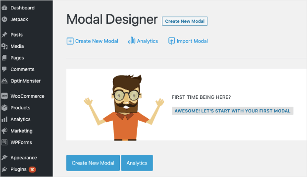 convert plus create new modal in wp-min