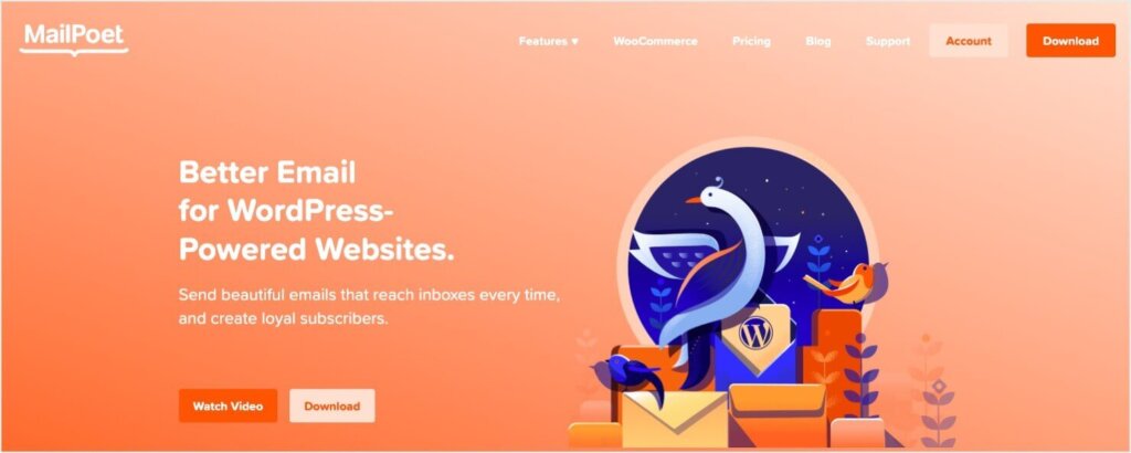 Homepage for MailPoet