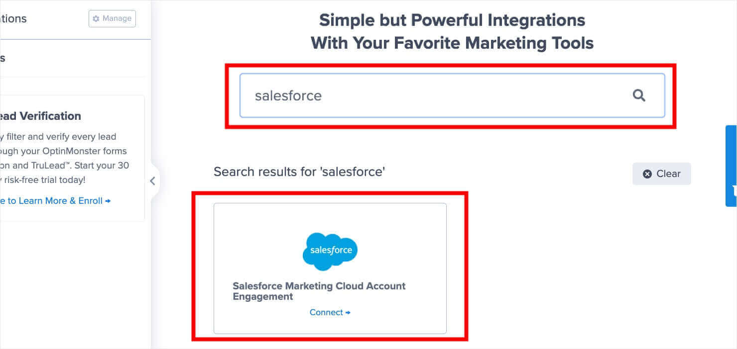 Search for and select the Salesforce Marketing Cloud Account Engagement app