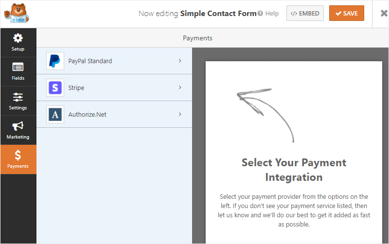 payment integrations and order forms wpforms review
