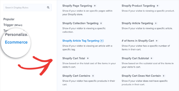 shopify display rules