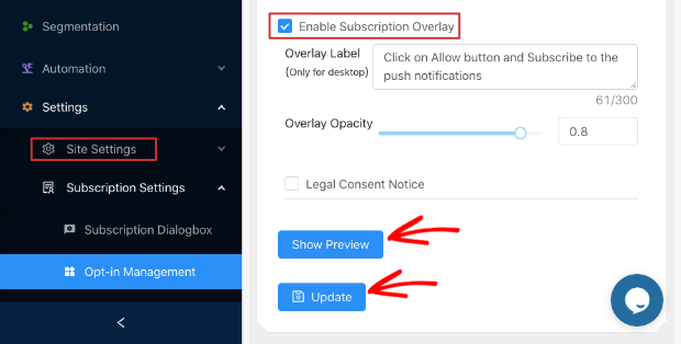 enable subscription overlay