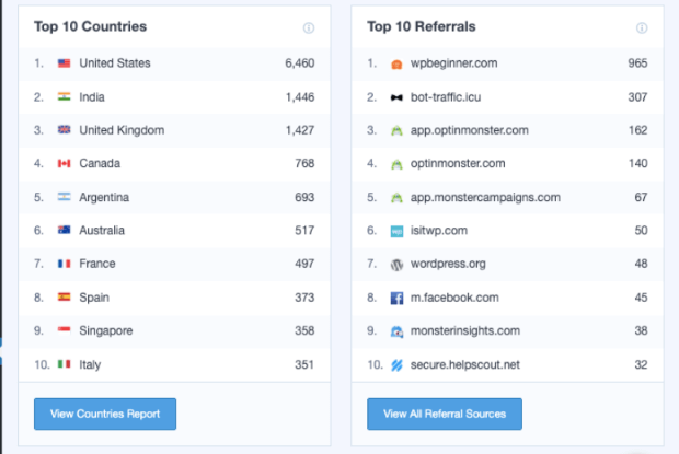 monsterinsights top referral sources