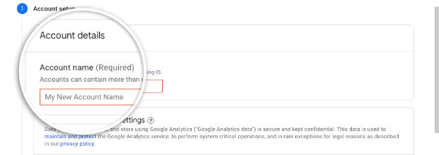 Add account name in Google Analytics