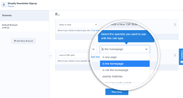 Display rule for homepage