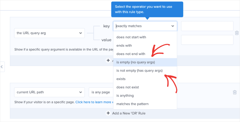 empty and not empty for query parameters