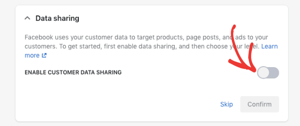 enable data sharing in shopify