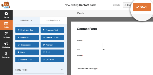 save your contact form with wpforms