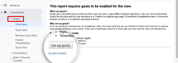 Set up goals in Google Analytics