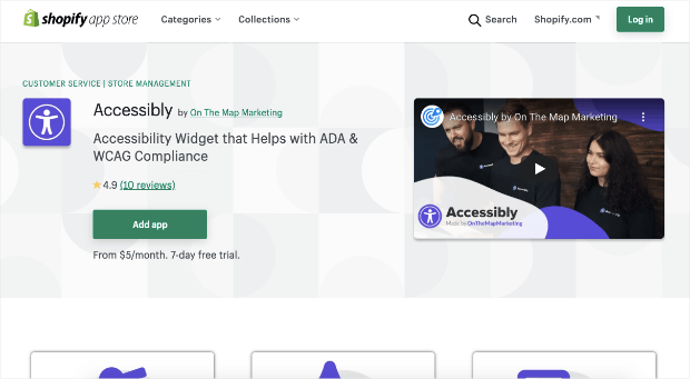 accessibly shopify app homepage