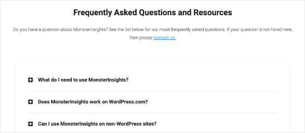 monsterinsights faqs