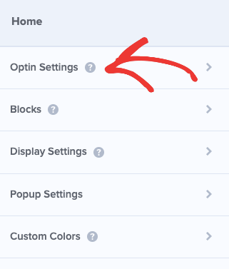 optin settings in optinmonster editor
