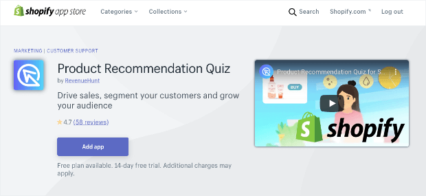 product recommendation quiz for shopify