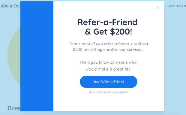 refer a friend form popup demo updated