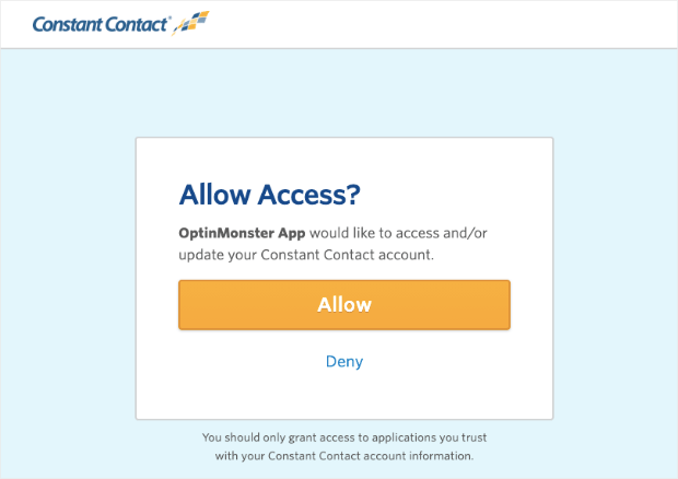 allow constant contact access